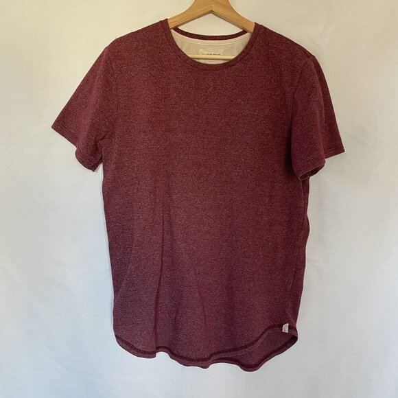 On The Byas Maroon Textured T-Shirt M Cotton/Polyester Blend men's summer top - Picture 1 of 6